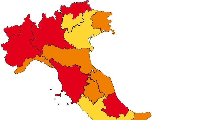 Covid, la mappa dell'Italia e i colori delle Regioni