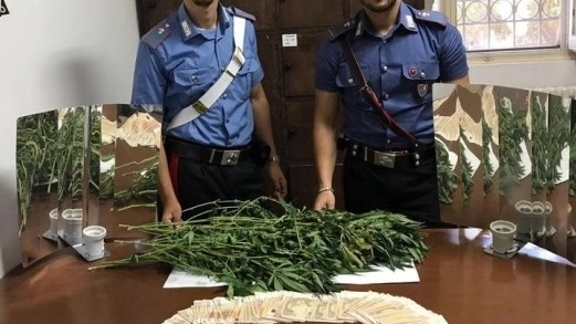 Una parte della droga e dei soldi sequestrati durante l’operazione dei carabinieri