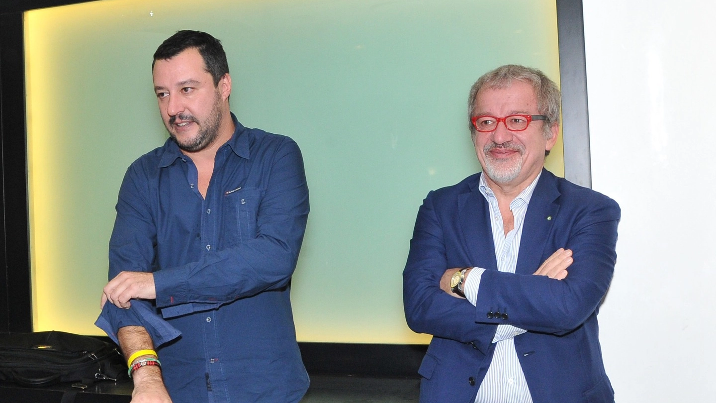 Matteo Salvini e Roberto Maroni (Newpress)