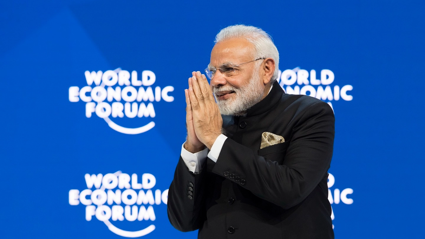 Il premier indiano Narendra Modi al forum di Davos (Imagoeconomica)