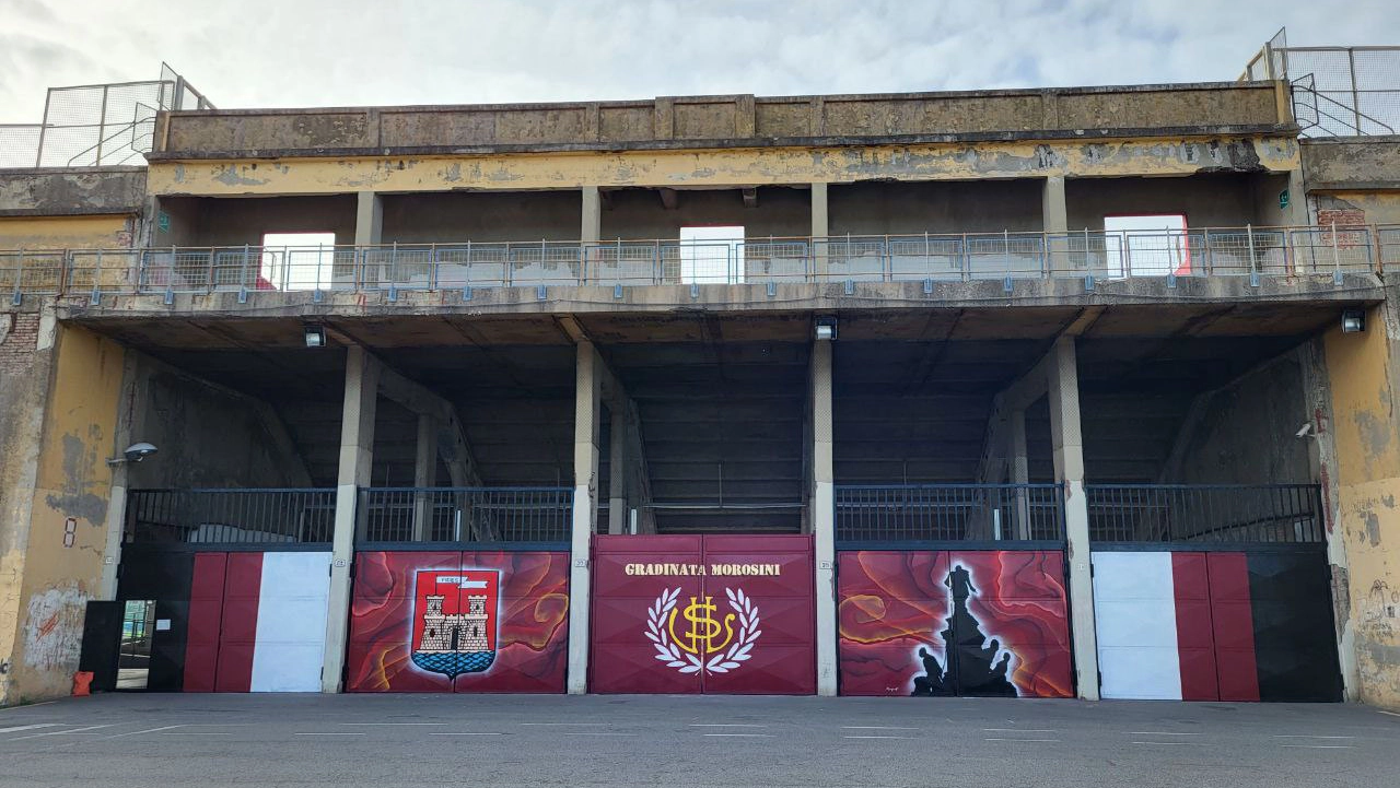 Il murale di Ninjart allo stadio (Foto Lanari)