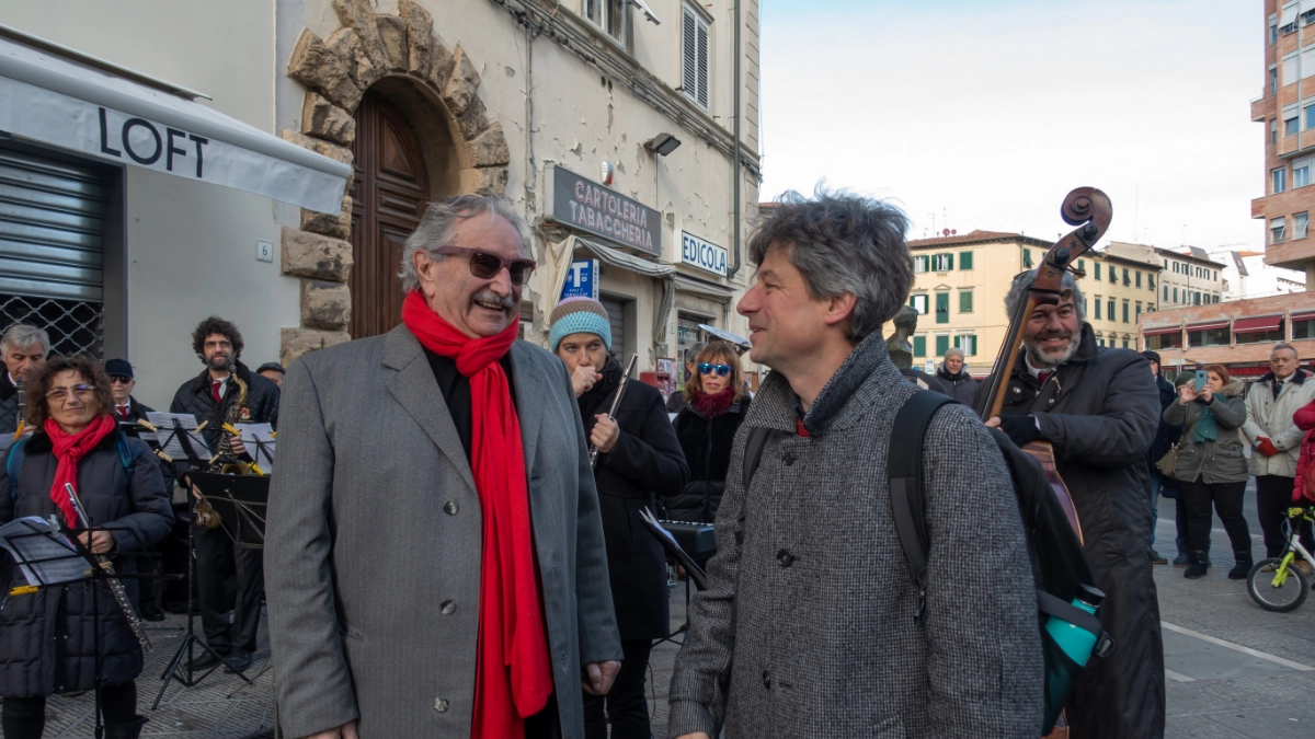 Gianfranco Reverberi e Andrea Pellegrini in via Roma nel gennaio 2020