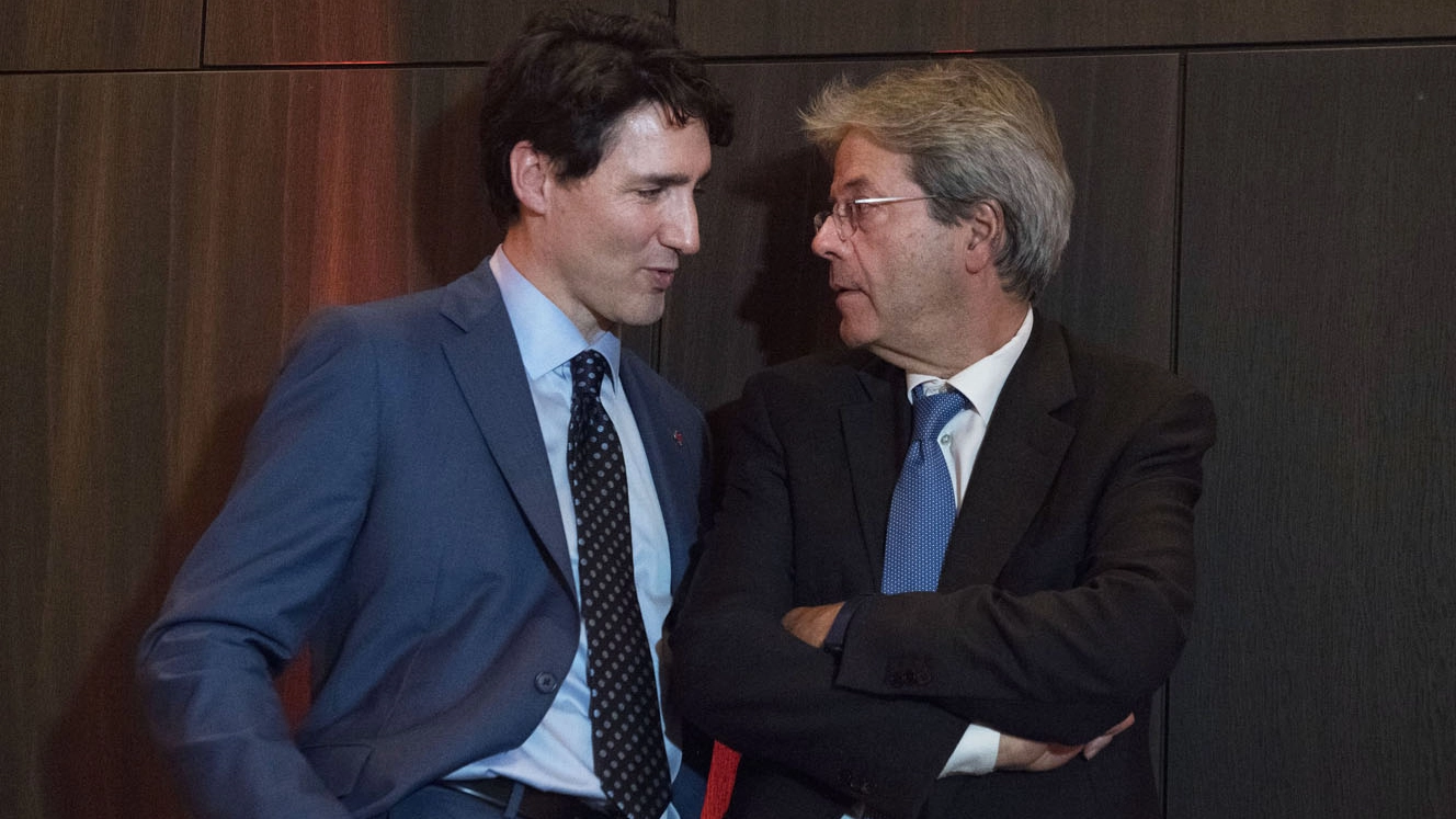 Paolo Gentiloni con il premier canadese Justin Trudeau (ImagoE)