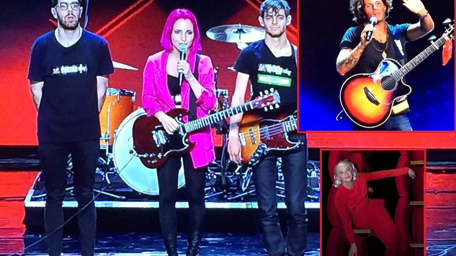 I Ros a X Factor; in alto a destra Enrico Nigiotti, sotto Drusilla Foer