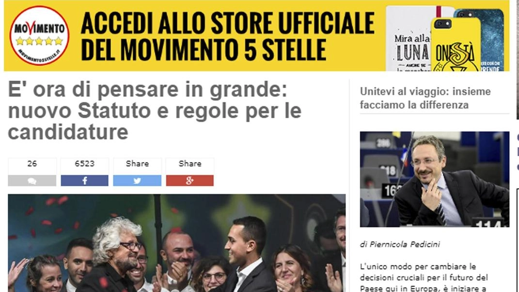Parlamentarie, il sito del blog di Beppe Grillo  (Ansa)