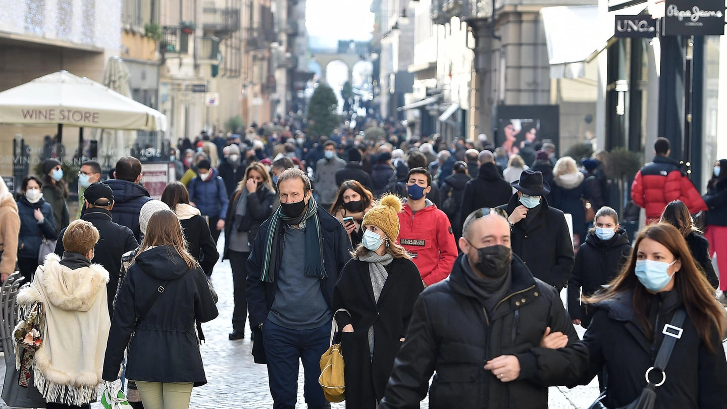 Folla per lo shopping in centro a Torino (Ansa)