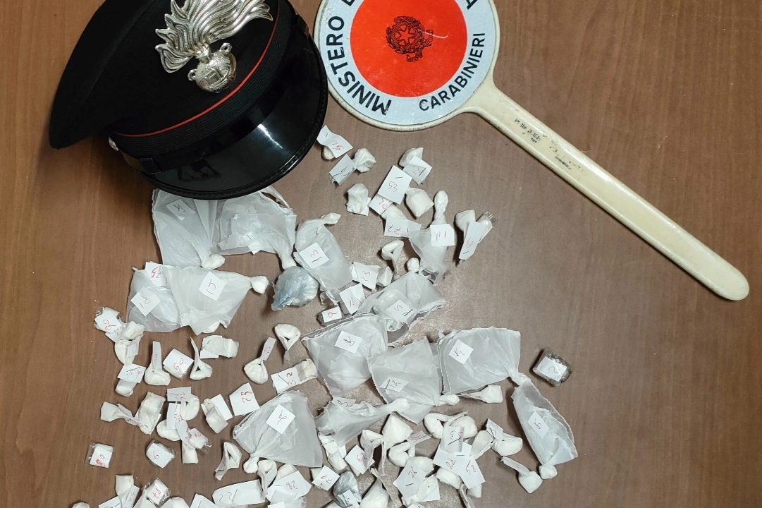 Una parte delle dosi di cocaina sequestrate allo spacciatore