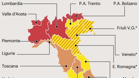 La mappa dell'Italia divisa