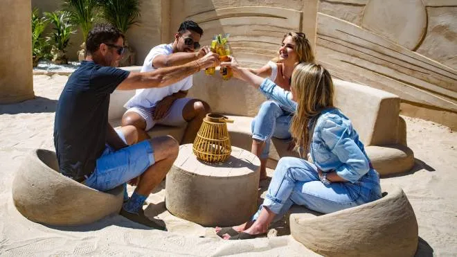 72 Point- Corona beer have built a natural bar at the Porthminster beach in St Ives, Cornwall. 1st June 2021