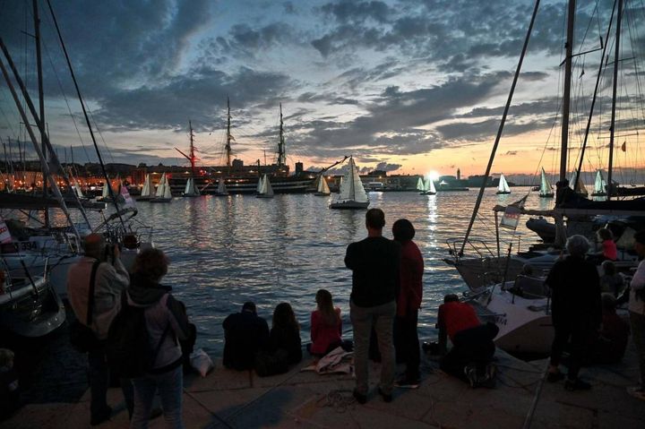 Trieste, l' Amerigo Vespucci alla 54esima edizione della "Barcolana" che si è svolta dall' 1 al 9 ottobre 2022. 
(foto Ansa/Andreas Solaro) 