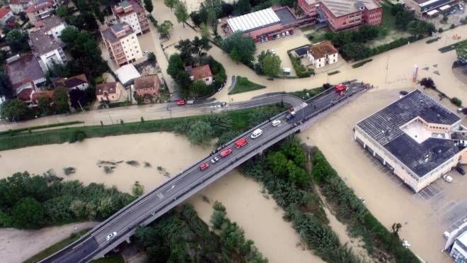 L'alluvione a Senigallia vista dall'alto (Foto Ansa)