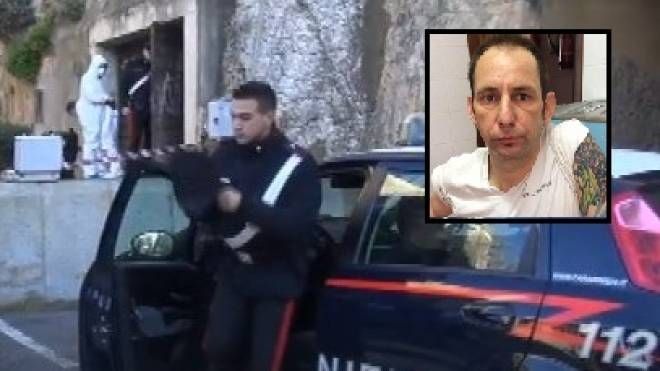 I carabinieri sul luogo del delitto e, nel riquadro, la vittima
